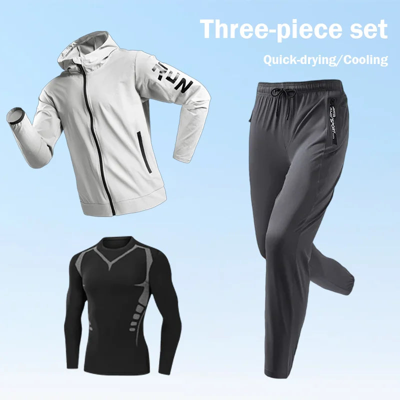 Quick Dry Running Sets Men’s Sports Suit Gym Fitness Sportswear Basketball Tights Outdoor Jogging Training Underwear Apparel