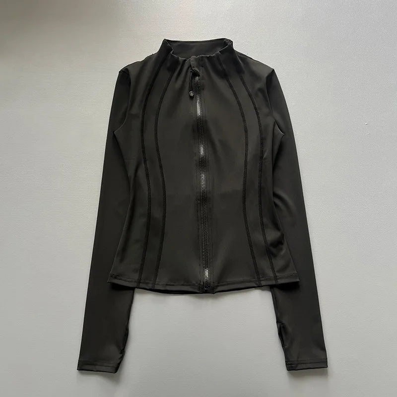 Sun Quick Drying Sports Coat Women's Tight Top Yoga Jacket Long Sleeve Zipper Jacket Running Fitness Women's Jacket S-3XL