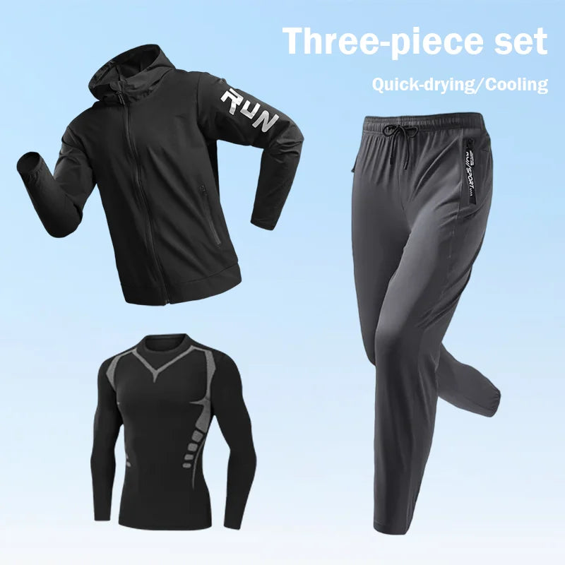 Quick Dry Running Sets Men’s Sports Suit Gym Fitness Sportswear Basketball Tights Outdoor Jogging Training Underwear Apparel